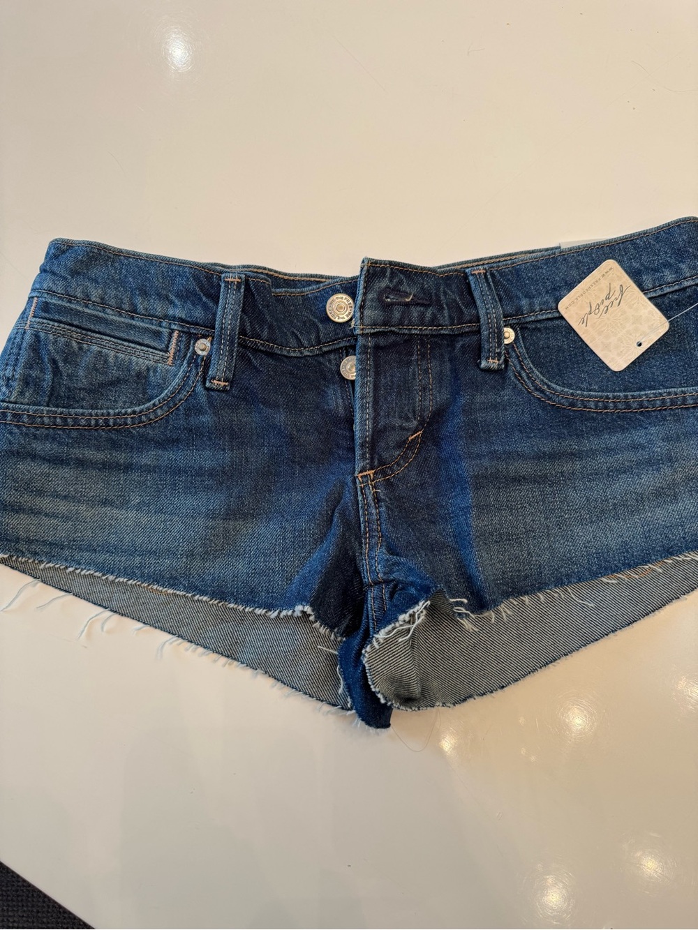 Dark Blue Denim Cutoff Shorts - Classic Casual Style Free People
